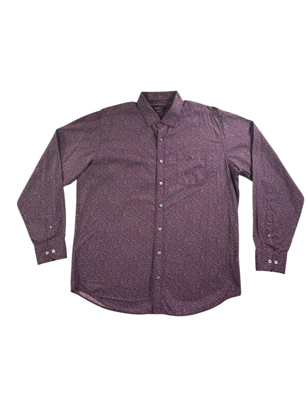 Bugatchi Shirt Men 2XL Purple Speckle Print Button Up Long Sleeve Cotton Classic